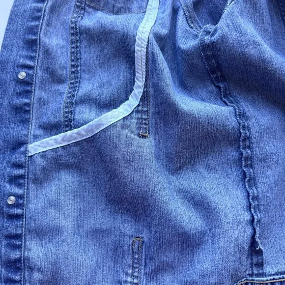 Women of Faith Denim Jacket M Blue Embroidered Button Front  Long Sleeve Pockets - Picture 6 of 9